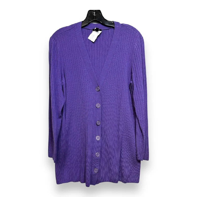 Women's Romanian Wool SweatersCardigan By Talbots In Purple, Size: Lp