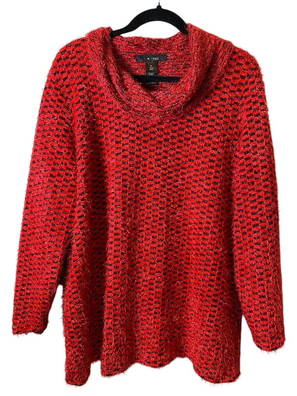 Women's Lapel Collar SweatersSweater By Ali Miles In Red, Size: Xl