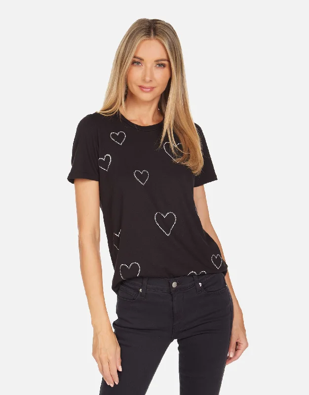 Women's Blouse with U-Shaped CollarHall Heart Crystals