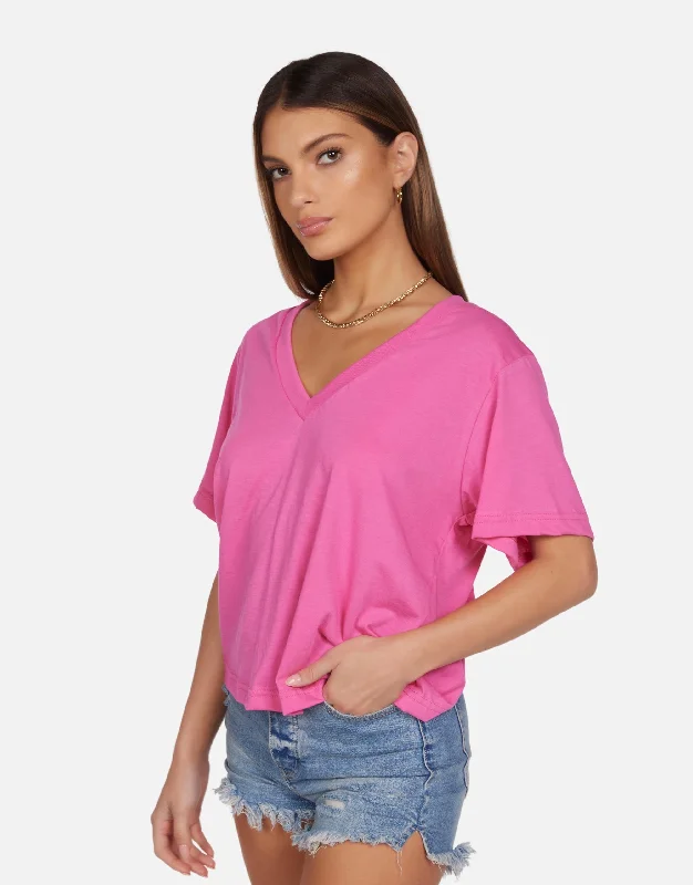 Women's Blouse with V-Shaped HemBayaz Bright Pink