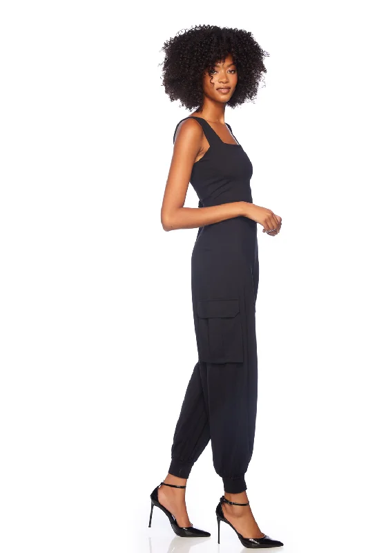 Women's Jumpsuits with Wide Collarcargo wide strap jumpsuit