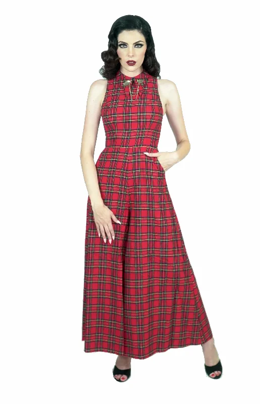 Women's Jumpsuits with Mandarin CollarHeadmistress Jumpsuit in Tartan