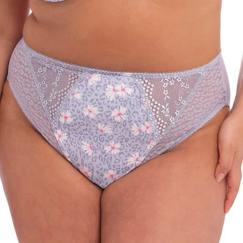 floral lace thong panties with a high-cut leg designElomi Lucie High Leg Brief - Aleutian