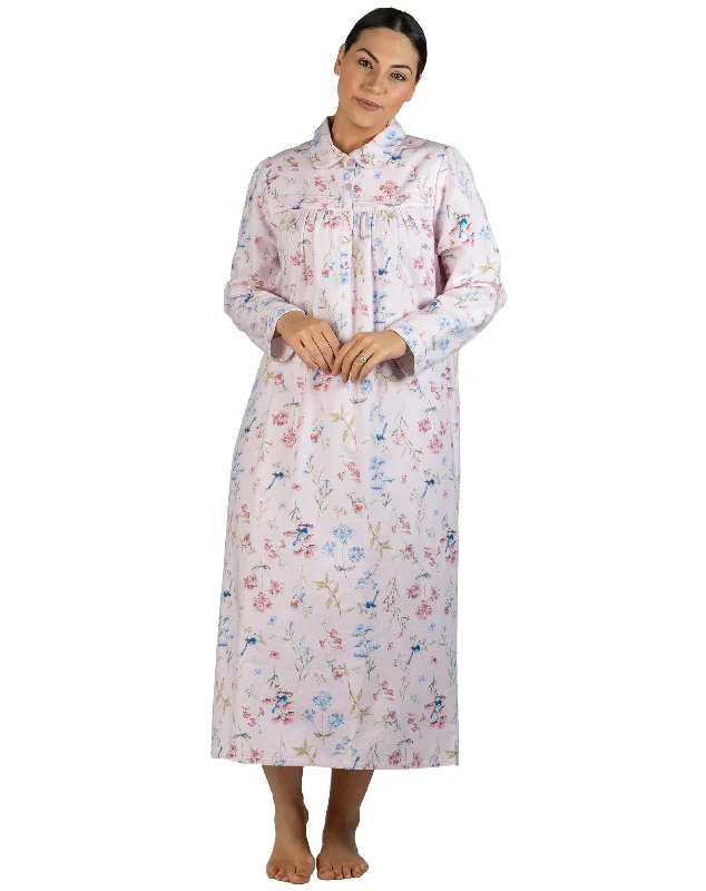 women's cotton pajama setsSchrank Long Cotton Flannelette Nightie in Pink 617B