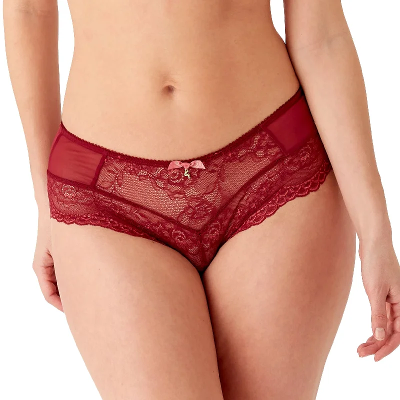 wireless lace bra with adjustable straps for versatilityFlirty Cranberry Lace Panty by Gossard