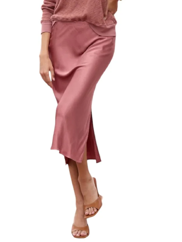 Women's Ribbed SkirtsDorit Silky Slip Skirt In Rose Gold