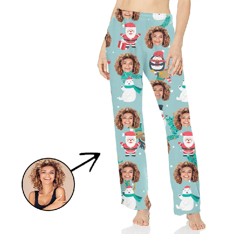 women's pajamas in pastel colorsCustom Photo Pajamas Pants For Women Bear And Penguin