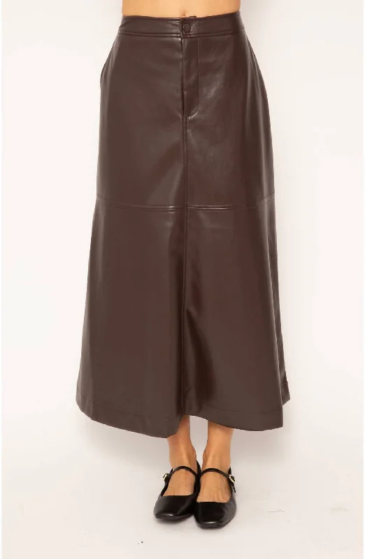 Women's Sporty SkirtsBeatrix Vegan Midi Skirt In Chocolate