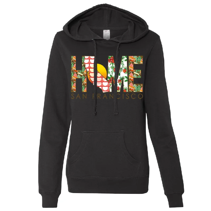 Women's Hooded Sweatshirts with Loose WaistSan Francisco Home Ladies Lightweight Fitted Hoodie