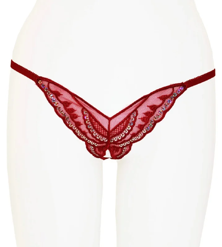 floral lace high-waisted panties for womenButterfly Crotchless Panty