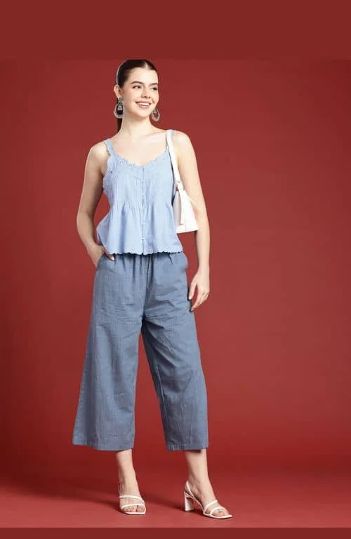 women's pajamas with built-in braThe Carolina Royal Solid Women Wide Leg