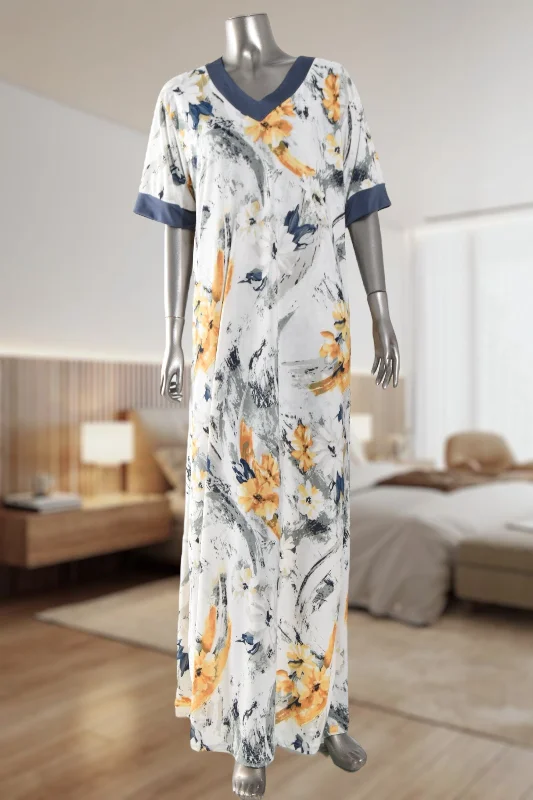 women's pajamas with pockets on the chestLadies White V Neck Gown