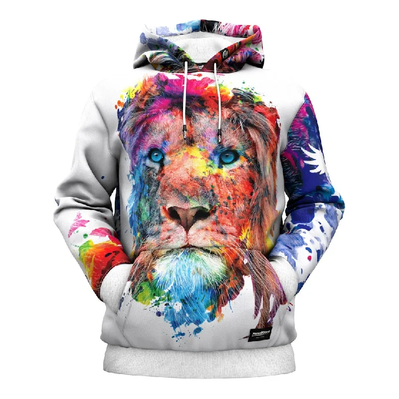 Women's Hooded Sweatshirts with Ombre LiningColorful Lion Hoodie