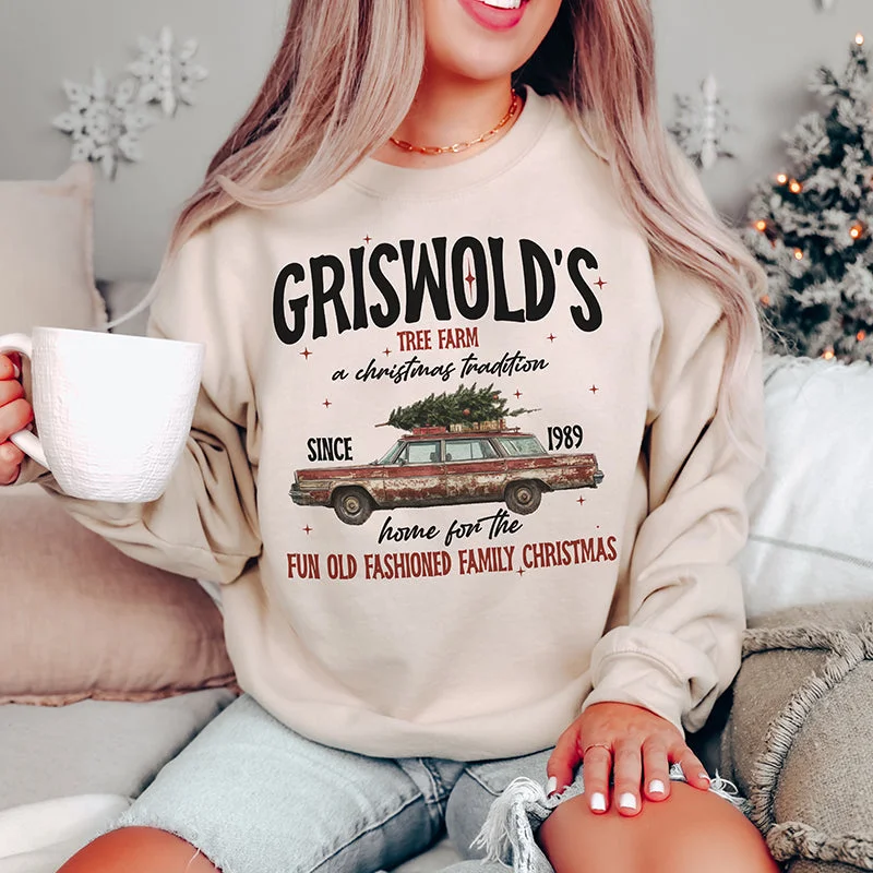 Women's Hooded Sweatshirts with Ribbed WaistGriswold's Tree Farm Crewneck Sweatshirt