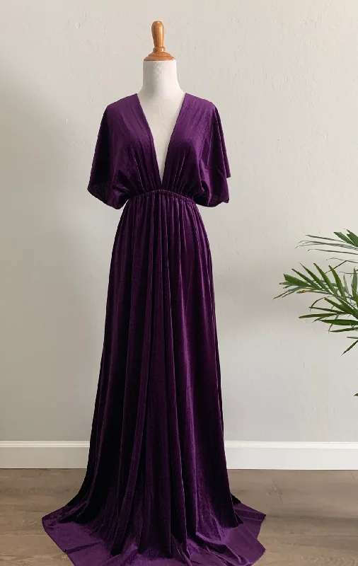 Women's Sweetheart-Back DressesWedding party dress  autumn winter velvet long dress wrap dress wrinkle fantastic elegant velvet bridesmaid dress