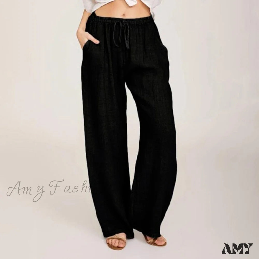 Women's Trouser PantsAmy Fashion - Wide Leg Lace-up Pants