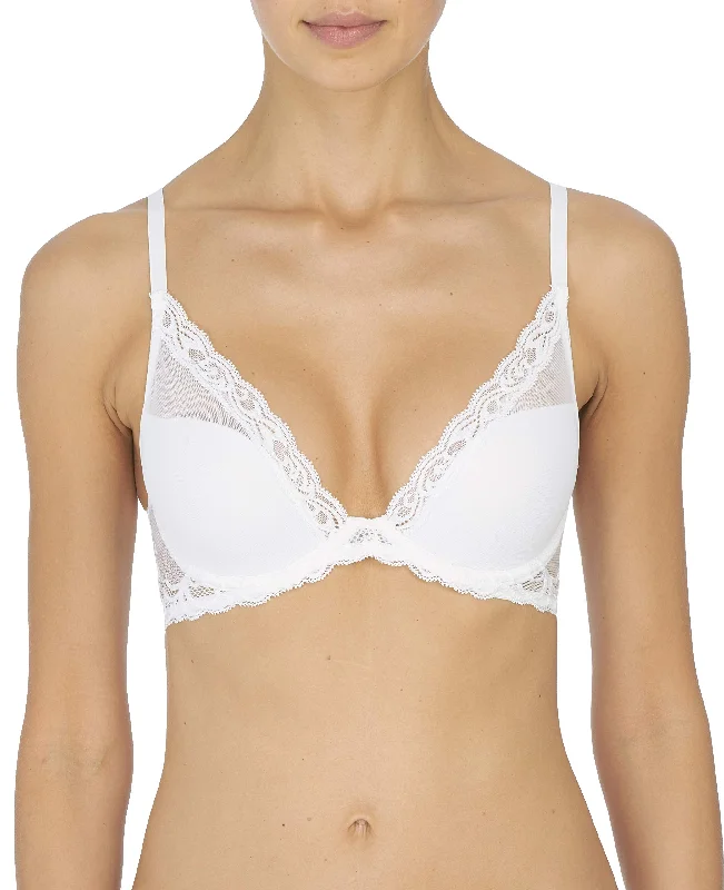 seamless molded bra for smooth undergarmentsFeathers Lace Plunge T-Shirt Bra