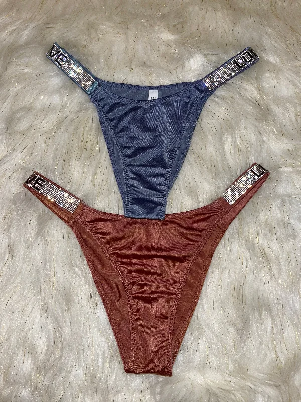 stretchable satin panties for womenRhinestone Brazilian Panty