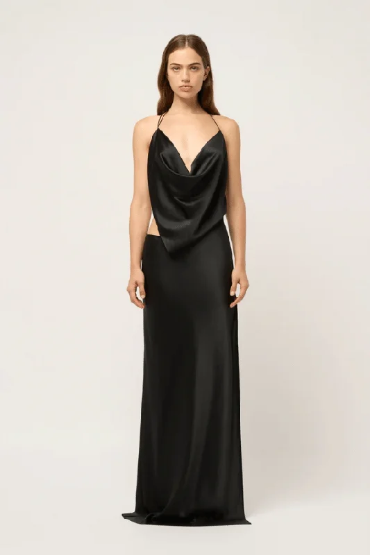 Women's Collarless DressesIced Bias Maxi Dress Black