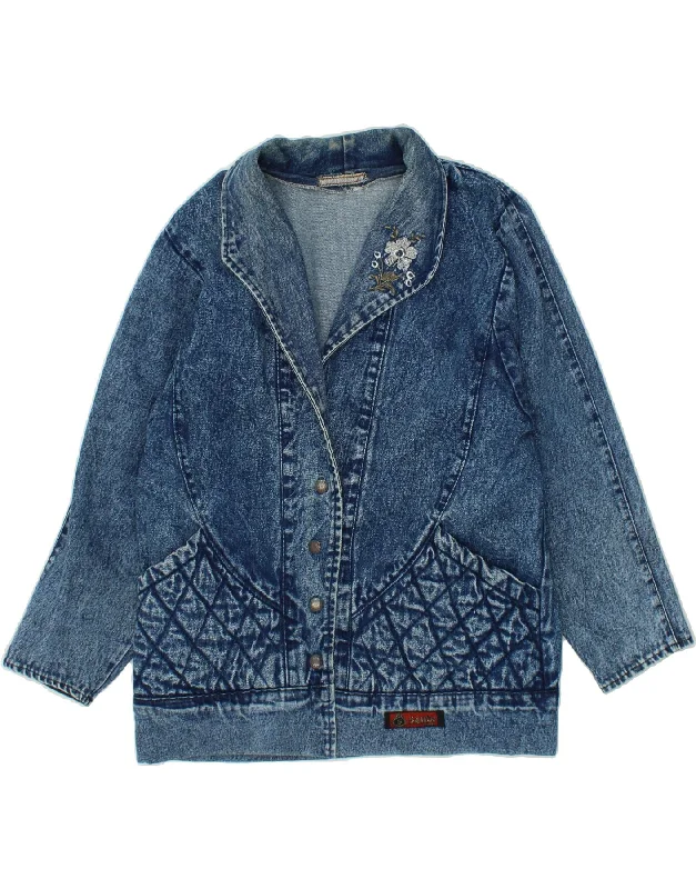 Women's Denim CoatsVINTAGE Womens Denim Jacket UK 16 Large Blue Floral