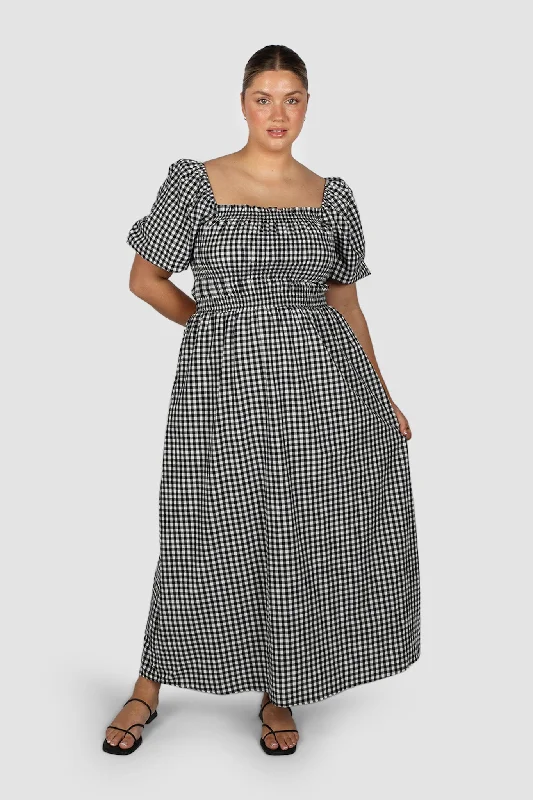 Women's Cut-Out DressesISMAE MAXI DRESS B&W GINGHAM