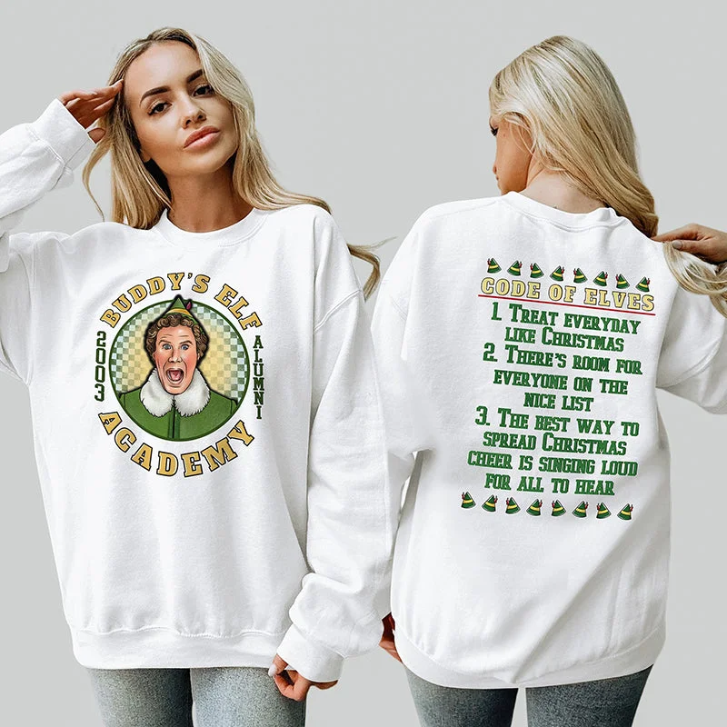 Women's Hooded Sweatshirts with Linen LiningBuddy's Elf Academy Crewneck Sweatshirt