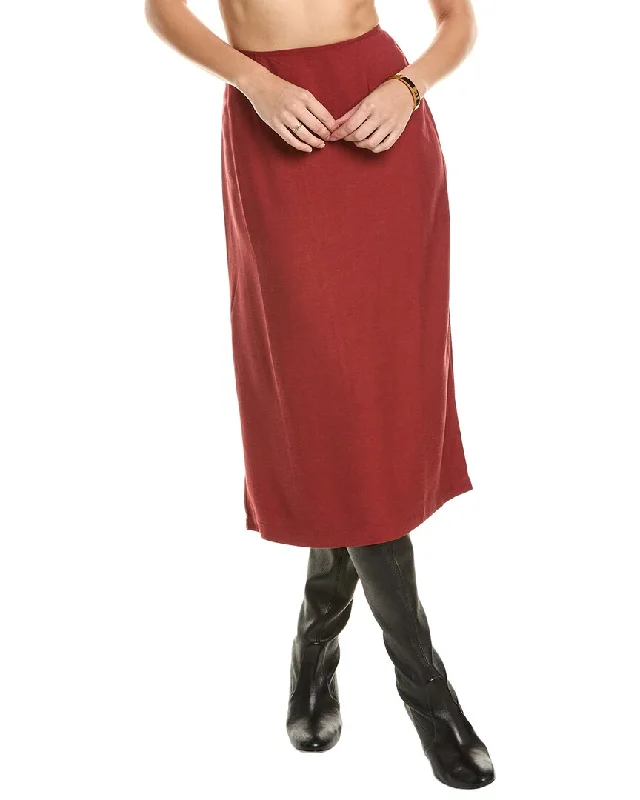 Women's Loose Fit SkirtsWeWoreWhat A-Line Linen-Blend Midi Skirt