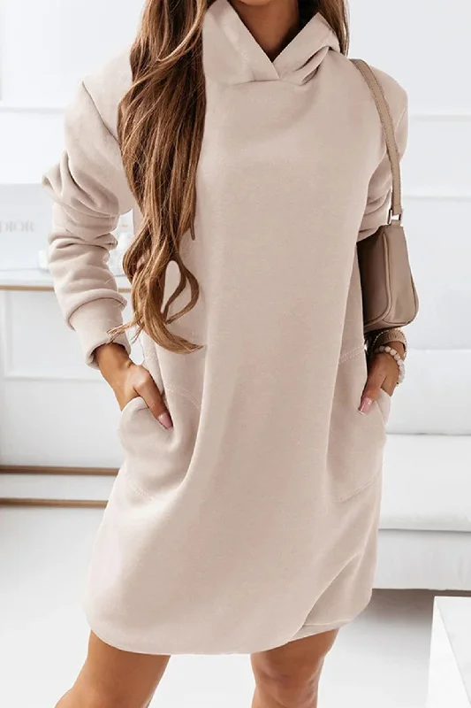 Women's Low Collar DressesSolid Hooded Mini Dress