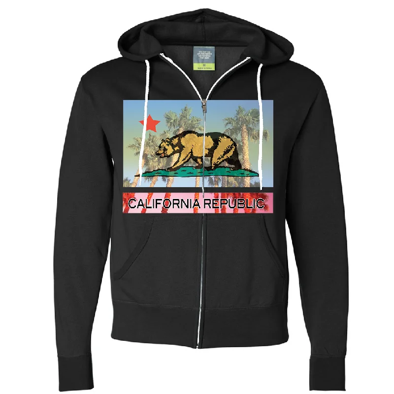 Women's Hooded Sweatshirts with Cozy FabricCalifornia Republic Palm Tree Bear Zip-Up Hoodie