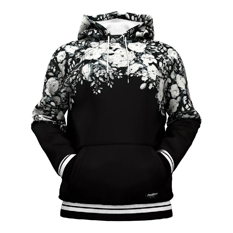 Women's Hooded Sweatshirts with Herringbone LiningWhite Rose Blossom Hoodie