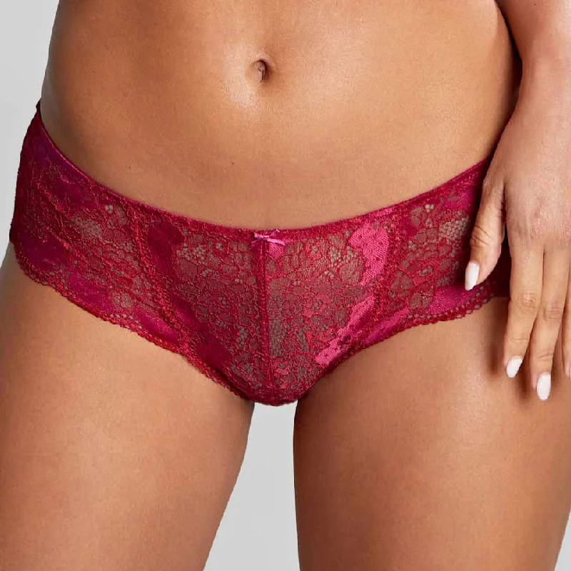 stretch lace panties with a sheer overlay and high-cut legs for a seductive flairPanache Clara Brief - Orchid Red