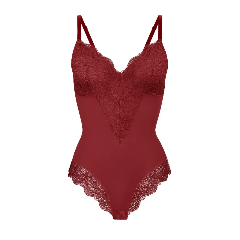 waist and hip shaper for curvesMariella Lace Shaping Bodysuit - Red