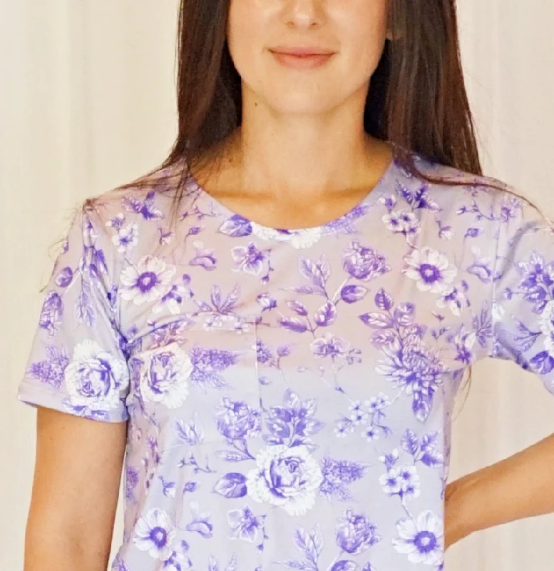 women's pajamas for cozy bedtime routinesSlinky Purple Floral Short Sleeve Night Gown