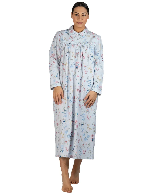 women's pajamas for hot summer nightsSchrank Long Cotton Flannelette Nightie in Blue 617B