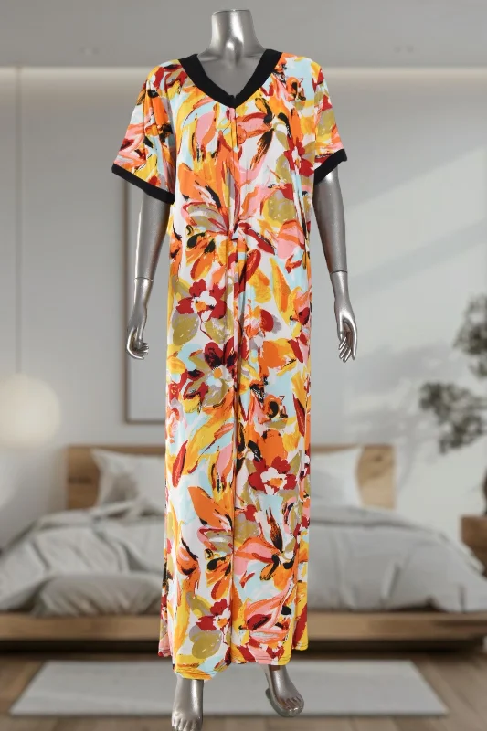 women's pajamas with a touch of eleganceLadies Orange Zip Gown