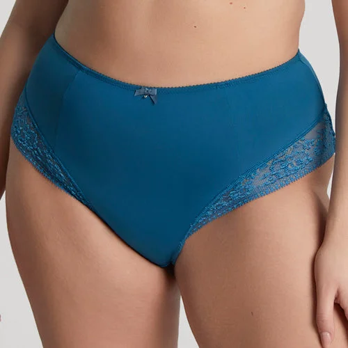 lightweight mesh panties with a floral lace overlay for a feminine lookSculptresse Roxie High Waist Brief - Atlantic Blue