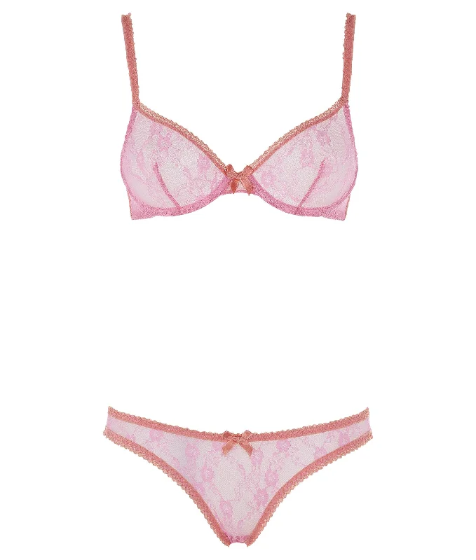 wireless lace bra with adjustable straps for versatilityMonica nevyztužená podprsenka - Pink/Guava