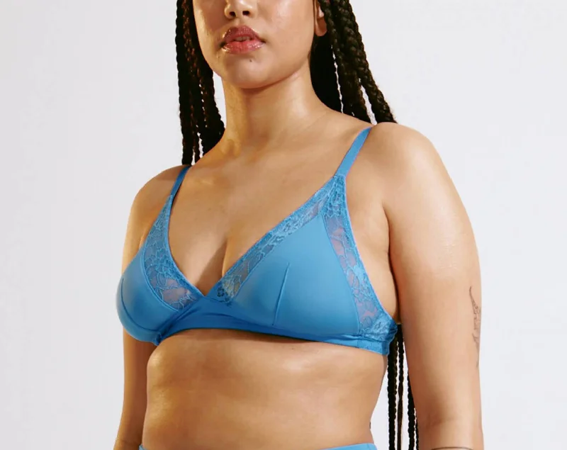 lace-up back bra for a custom fitBlush Stellar Bralette Cool Blue