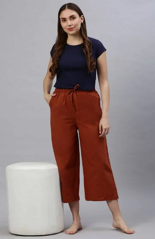 women's pajamas with a timeless appealThe Superior Fire Brick Women Wide Leg