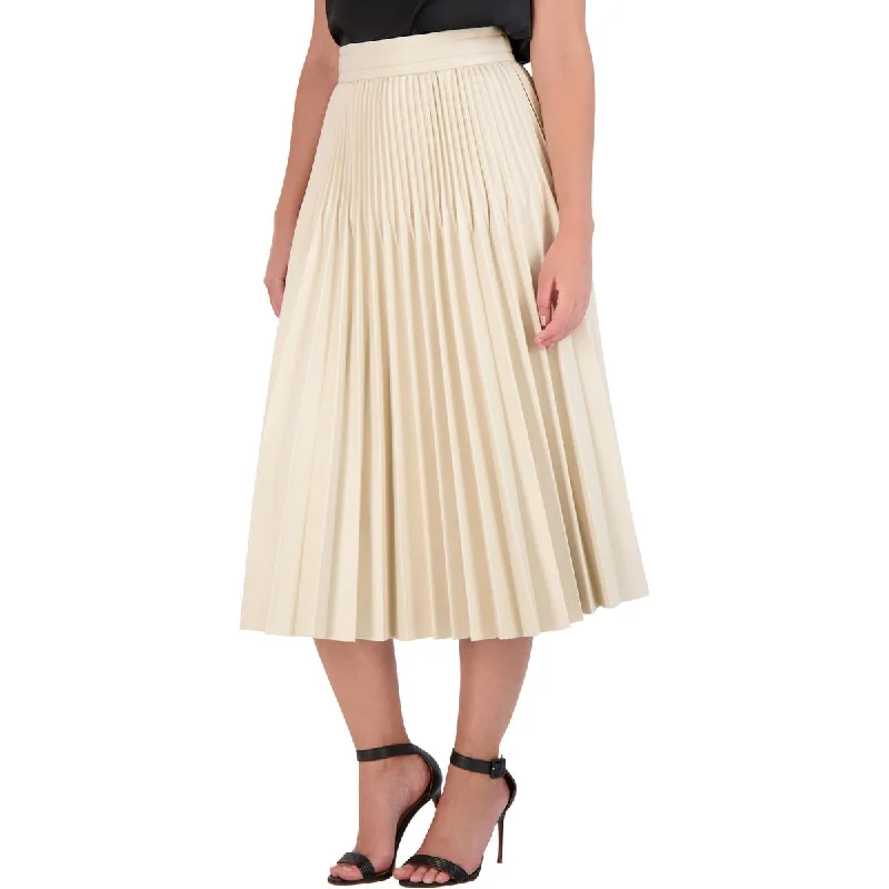 Women's V-Shaped Hem SkirtsWomens Faux Leather Mid Calf Maxi Skirt