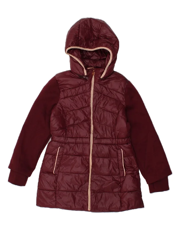 Women's Trench CoatsMICHAEL KORS Womens Hooded Padded Jacket UK 14 Large Burgundy Nylon