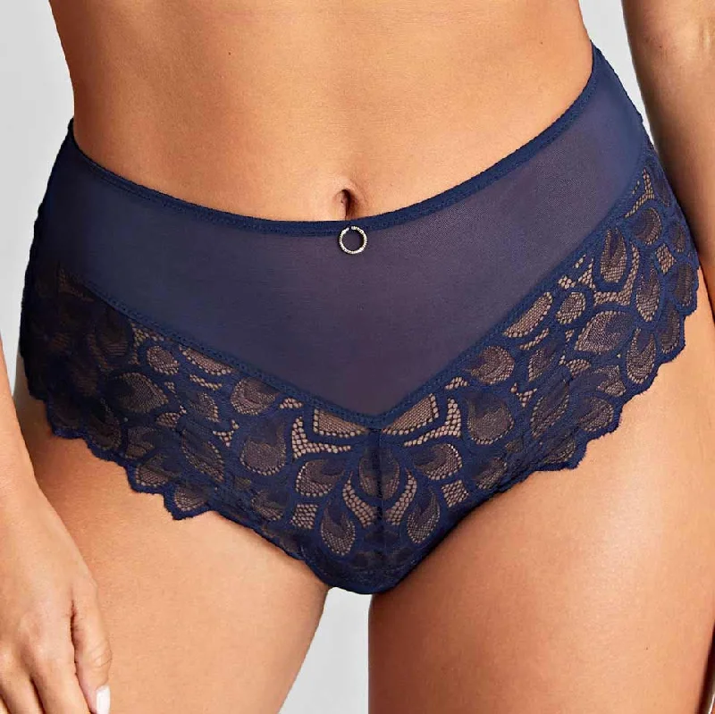 moisture-wicking mesh panties with a breathable modal lining for intense workoutsPanache Allure Deep Brief - Navy