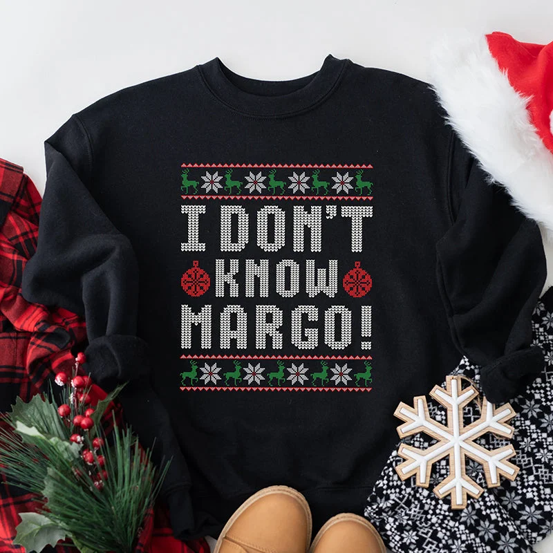 Women's Hooded Sweatshirts with Elastic WaistI Don't Know Margo! Holiday Crewneck