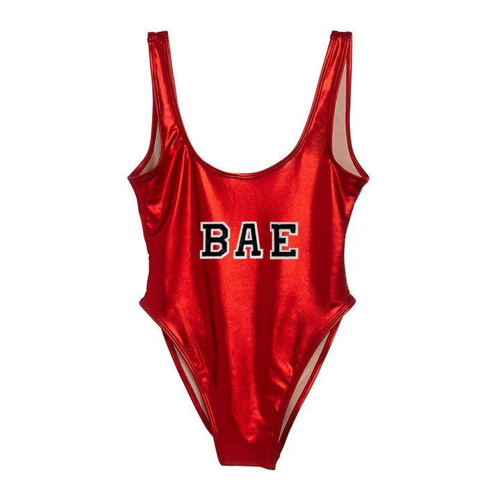 BAE [FELT LETTER PATCH METALLIC SWIMSUIT]