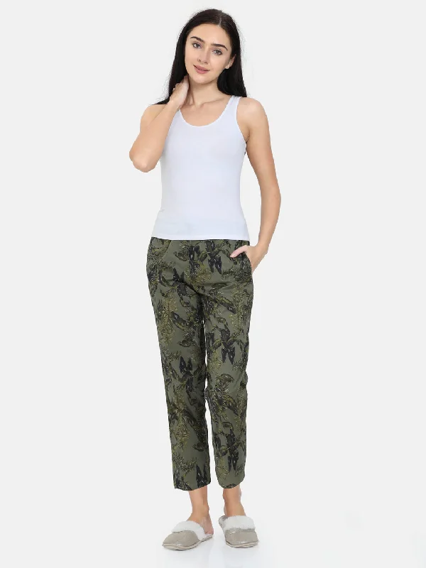 women's pajamas with moisture-wicking fabricThe Tropical Army Print Women PJ Pant