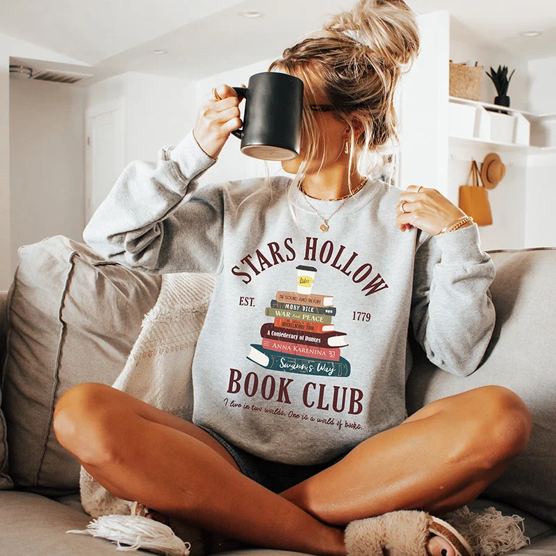 Women's Hooded Sweatshirts with Gradient LiningStars Hollow Book Club Sweatshirt