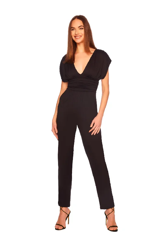 Women's Jumpsuits with Boat Neckgathered v jumpsuit