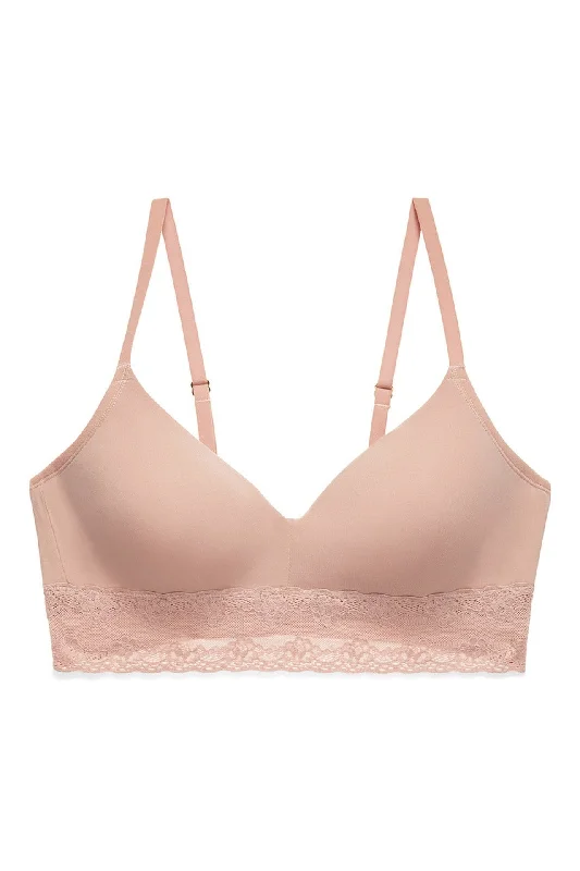 wireless bra with ruched sides for slimmingNatori Bliss Non-wire Bra Rose Beige