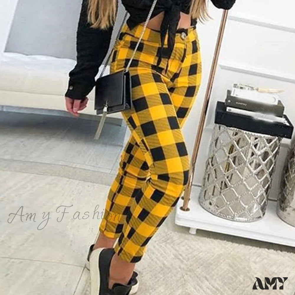 Women's Wide-Leg PantsAmy Fashion - Casual Elastic High Waist Loose Pockets Long Pants