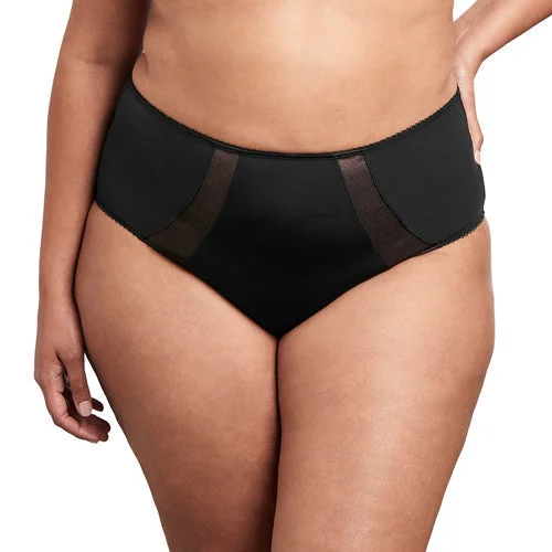 plus-size high-waisted panties with a floral lace trimGoddess Sarah Brief - Black